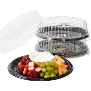 Grub Heavy Duty, Recyclable 12 in. Serving Tray and Lid 3pk. Large, Black